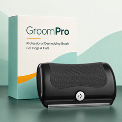 GroomPro deshedding brush and packaging